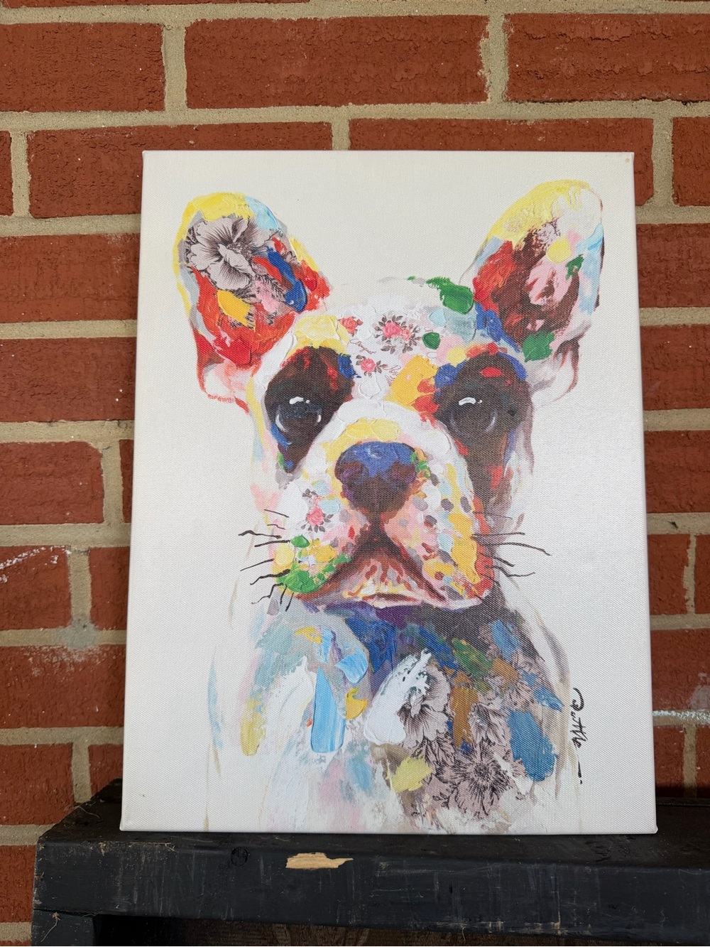 Colorful French Bulldog Canvas Art Print - Multicolor Modern Pet Portrait